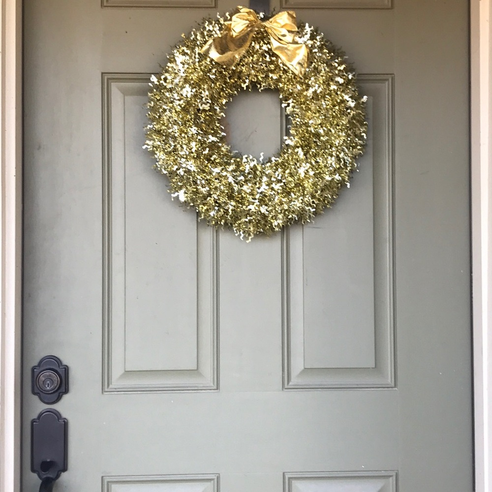 Gold Tinsel Door Wreath